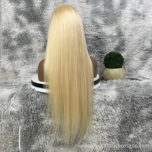 Pre plucked hd straight 360 full frontal human hair lace frontal wig,613 blonde lace front wig,human hair closure wig lace front